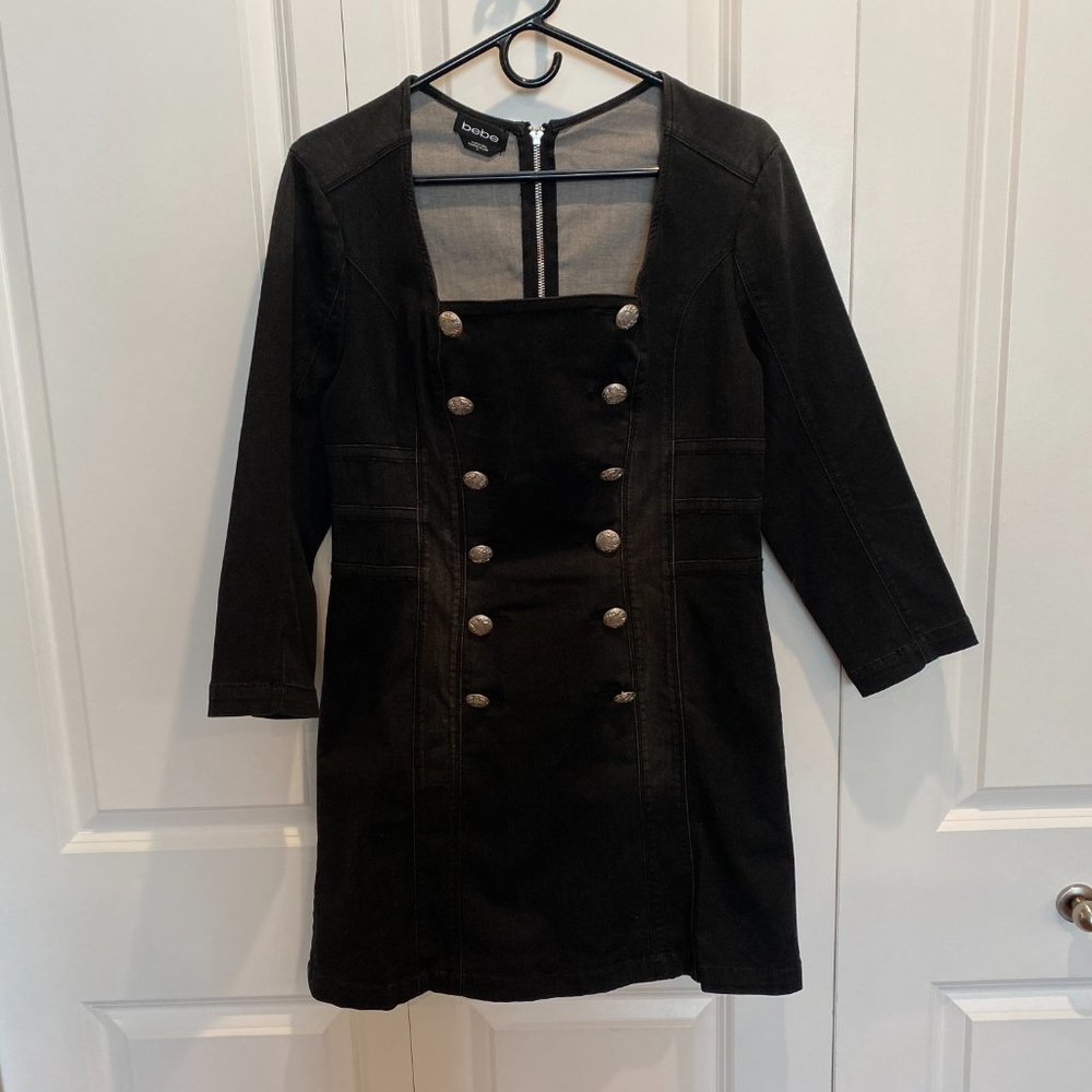 ๐๐ HOST PICK ๐๐ Bebe Black Button Front Detail Dress Size 12 - Picture 4 of 10